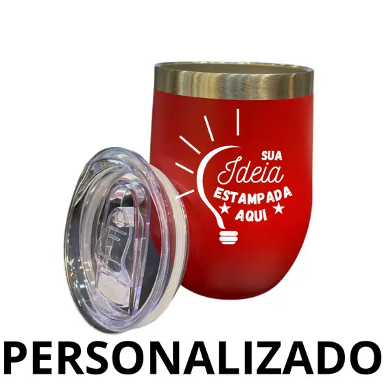 Personalizado - COPO CUIA Térmico Inox com Tampa Antivazamento (360 ml) - Vermelho