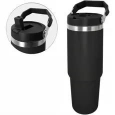 Personalizado - Garrafa Flip Straw Tumbler com Alça Superior e Canudo (900ml) - Preto