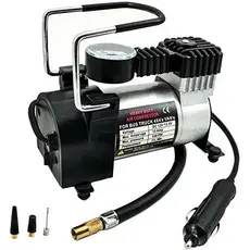 Compressor Veicular De Ar Portátil 12V Com Manômetro Encher Pneu Bike Carro Onibus 3 Bicos P Inflar