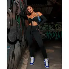 Macacão Feminino Longo Preto Suplex Modela Corpo Sem Bojo ----- Cod.94