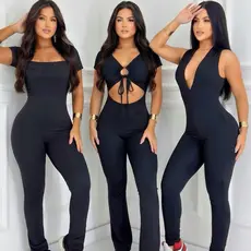 Macacão Feminino Longo Suplex e Anarruga  Decote Moda Blogueira Confortável --- Cod. A1