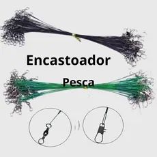 Kit Chicote Pesca Cabo de Aço Encastoado com Snap e Girador