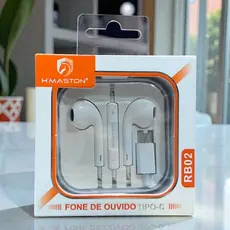 Fone de Ouvido Tipo-C com Fio e Microfone H’MASTON RB08/RB02 🎧 | Qualidade & Conforto