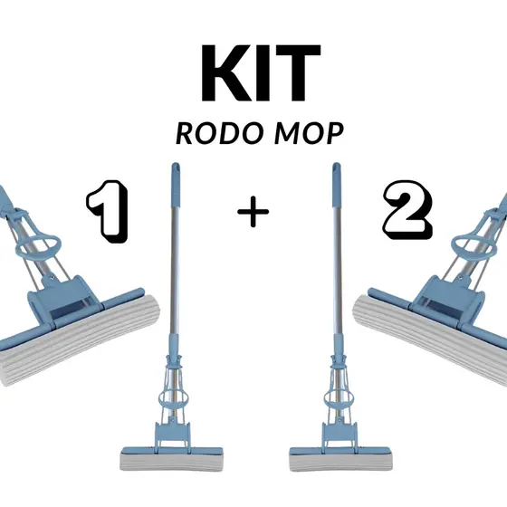 Kit Dois Rodo MOP Limpeza Casa Cozinha Seca Esfregão Resistente Prático Vassoura Escritório