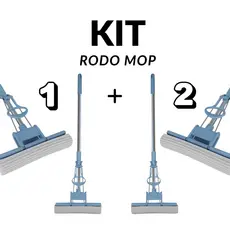 Kit Dois Rodo MOP Limpeza Casa Cozinha Seca Esfregão Resistente Prático Vassoura Escritório