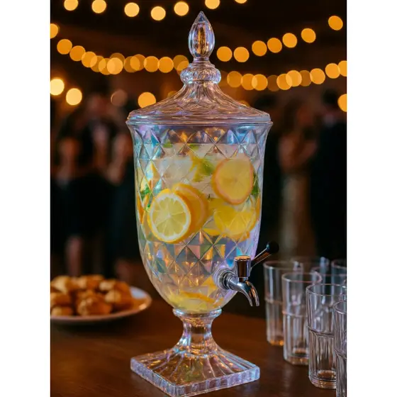 Suqueira Com Torneira 2L / 5L Resistente De Cristal Vidro Temperado Decorativo Diamante Festa Drink