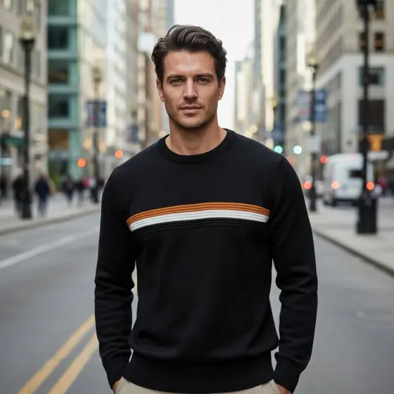 Suéter Masculino Tricô Casaco Premium Blusa Frio Manga Longa Gola Redonda Inverno Moderno Elegante