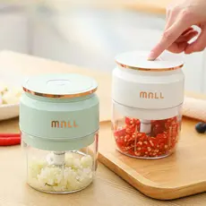 Novo Mini Processador De Alimentos Portátil USB Moedor Alho Com 03 Lâminas Elétrico Sem Fio Recarregável