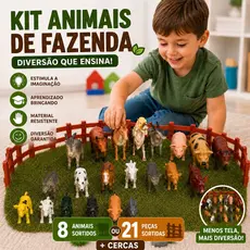 Animais da Fazenda Bichos Kit Com 8 ou 21 Peças Sortidas Brinquedo Educacional Infantil
