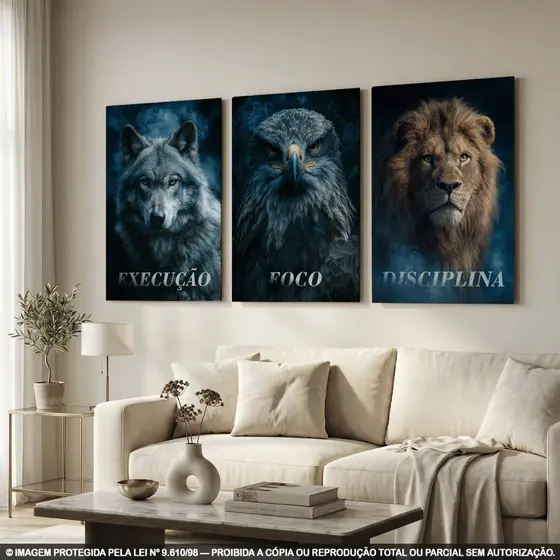 Quadros Decorativos Motivacionais Modernos Azul Sala Quarto Escritório