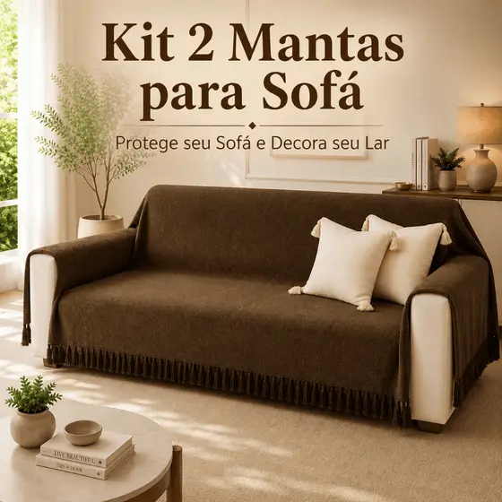 Kit 2 Mantas Para Sofá 4,00M x 1,80M / 3,00M x 1,80 / 2,40 x 1,80 / 2,10 x 1,20  King Luxuosa Gigante Decora
