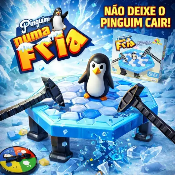 Jogo Pinguim Quebra Gelo Numa Fria Tamanho Jogos De Mesa | Brinquedo Educativo para Crianças