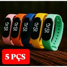 Relógio LED Digital KIT Esportivo Pulseira de Silicone Aprova D'água bracelete fininho Atacado