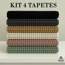Tapete Bolinha KIT 4 Unidades Microfibra Banheiro Popcorn 38x58 Antiderrapante Macio Alta Absorção