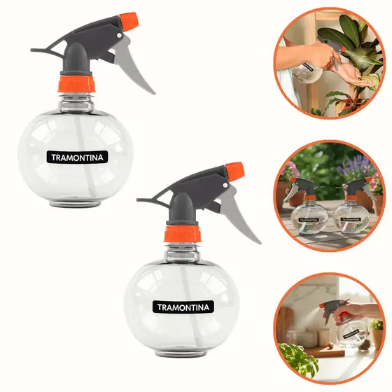 Kit 2 Pulverizadores Borrifadores Manuais Cinza 450ML