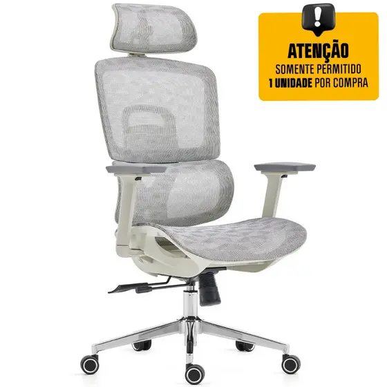 Cadeira de Escritório Dr. Office Business Pro, Cinza, Mesh, 3D, Altura Ajustável, DR-CH-BPR3DGH
