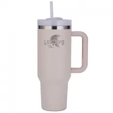 Copo Térmico Leonidas, 1180ml, Com Canudo, Quente ou Frio, Metal, Rosa Claro, LN-GL-ST1180MLLP