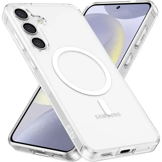 Capa Capinha Magnética Para Galaxy S24 Normal E Outros, Case Transparente Com Carregamento Por Indução