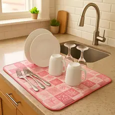 Tapete Escorredor Loucas Absorvente Pia Suporte Prato Copo Talheres Panelas Secagem Rapida Cozinha