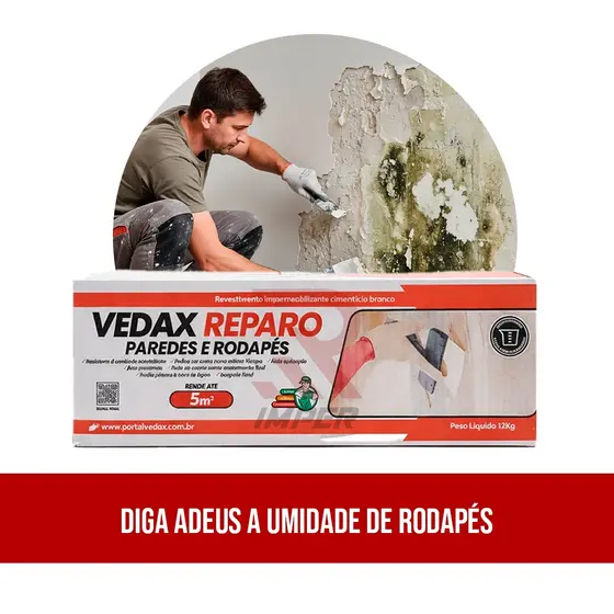 Vedax Argamassa Block Reparo Conserto Duravel para Paredes e Concreto 2 Lixas De Massa de Brinde