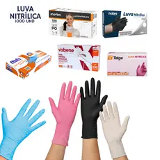 1000 Luvas Nitrílica Descartável Sem Pó - Tam. PP/P/M/G