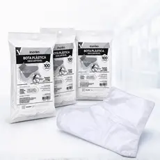 Kit 3 Pacotes C/300 Unidades Bota Plástica Pro pé Descartável Impermeável Higiene Proteção