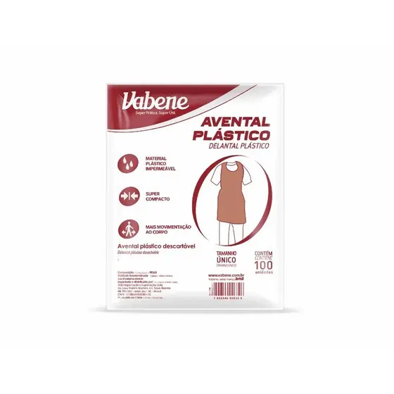 Avental Descartável Plástico Branco 100 unidades/pacote