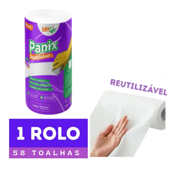 Pano Multiuso Reutilizável Manicure 1 Rolo 58 Toalhas 20,5x21x5cm
