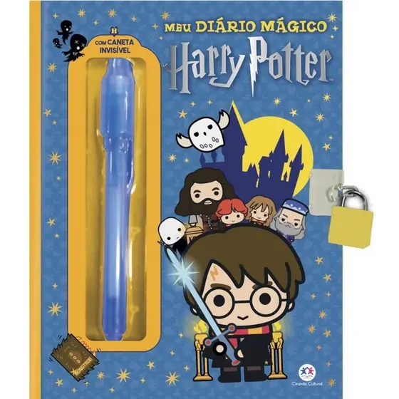 Livro Diário Mágico Harry Potter Infantil Com Caneta Mágica Invisível e Luz