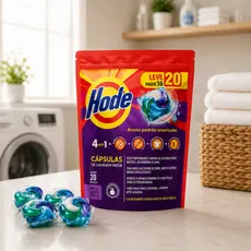 Sabão Cápsula Hode 353g Lava Roupas 4 em 1 Em Cápsula Amaciante Perfume Delicado Suave Detergente