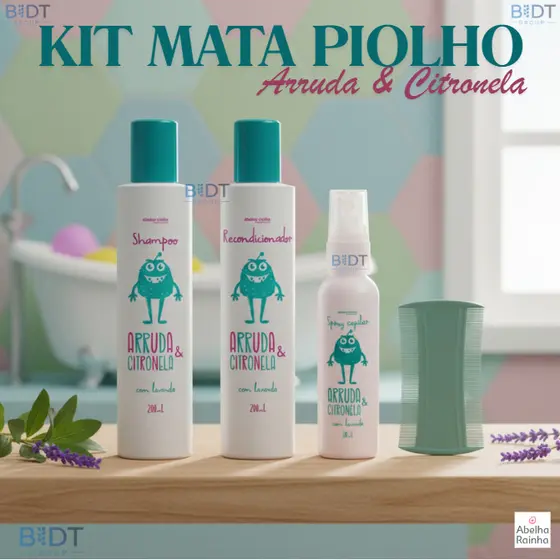Kit C/ Até 4 Itens Mata Piolho Arruda Citronela Shampoo/ Recondicionador/ Spray/ Pente Fino