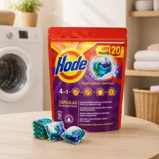 Kit Até 60 Cápsulas Lava Roupas Hode 4 em 1 Detergente Amaciante Removedor Manchas Com Aroma Suave