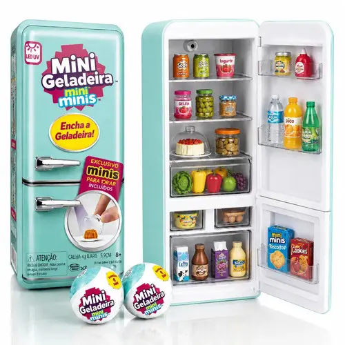 Mini Geladeira Mini brands Brinquedo Infantil Minis + 2 Cap Surpresa