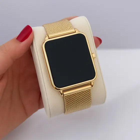 Relógio Feminino Digital Led Quadrado Modelo Luxo