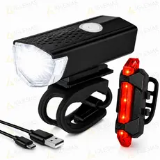 Kit Farol E Lanterna Traseira Bike Led Recarregável Usb 400 Lúmens Prova Dágua Segurança Bicicleta