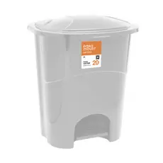 Lixeira de Plástico 20 Litros Grande Com Pedal Cozinha Banheiro Area Externa Branco