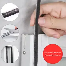 Fita Escovinha 5x10mm 10 Metros Sem Cola Adesiva Para Janela Veda Fresta Escova Vedação de Encaixe