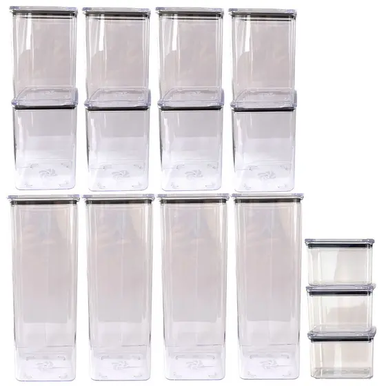 15 potes herméticos acrílico 4G 8M e 3P qualyplas