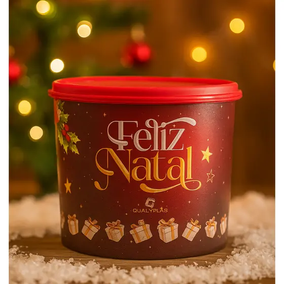5 Potes de Natal Decorado 1,8 Litro – Organização com Magia Natalina