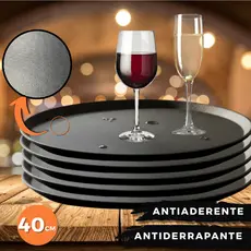 Bandejas Garçom 40cm Premium Antiderrapante Emborrachado Mesa Servir Bar Boteco Restaurante