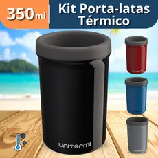 Kit 12 Porta-Latas 350ml Térmico Cerveja Refrigerante Premium Unitermi Preto Azul Vermelho Cinza