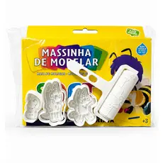 Kit Criativo Massinha de Modelar Bluey 12 Cores 3 Moldes + Rolinho Presente Infantil