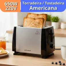 Tostadeira 220V 650W Torradeira Americana Elétrica Inox Torrada Unitermi Compacta Estilo Electrolux Premium