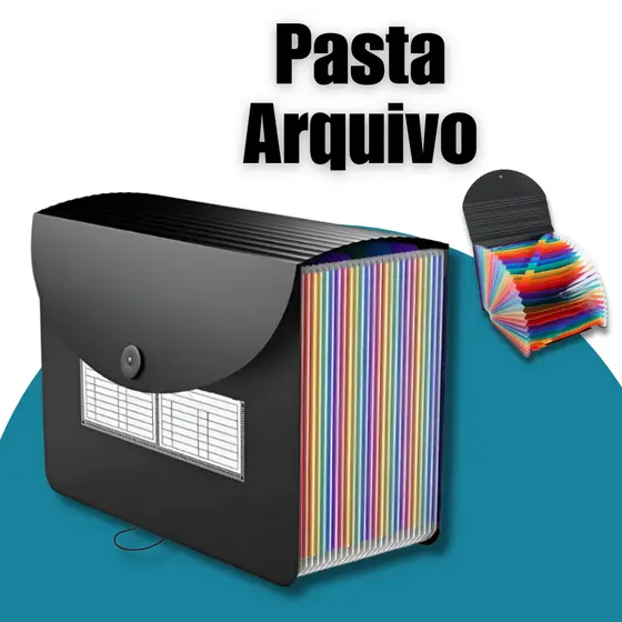 Organizador de Folhas A4 Pasta Arquivo 13 e 24 Divisórias Pasta Sanfonada