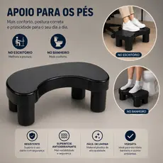 Banquinho Apoio De Pe Banheiro Cocoras Ergonomico Melhora Saude Intestinal Desmontavel Preto