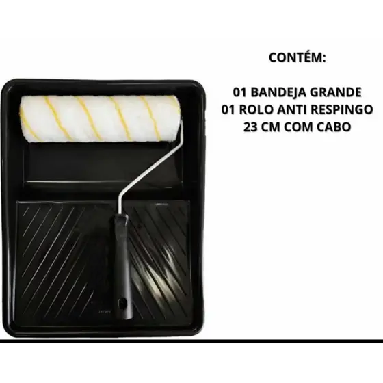 KIT BANDEJA DE PINTURA GRANDE + RODO ANTIRESPINGOS 23CM