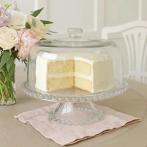 Boleira Prato de Bolo de Cristal com Pé e Tampa Pearl - Wolff