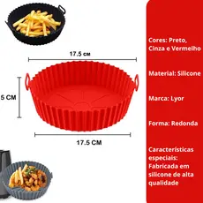 Forma Redonda Kit Duas de Silicone para Air Fryer Preta 19cm x 6,5cm LYOR