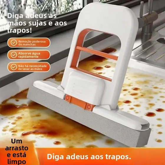 Mini Mop Portatil Absorvente De Limpeza Dobravel Para Mesa Banheiro Pia Vidro Cozinha Rodo Esponja Sem Lavar As Maos Aut