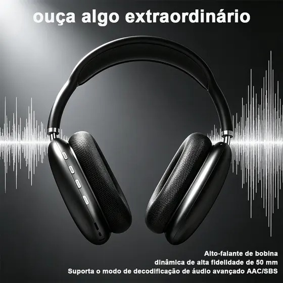 Fone de ouvido Bluetooth Sem Fio Headphone Bluetooth Recarregável P9 Top Casual Esportivo-Air resistente e confortavel